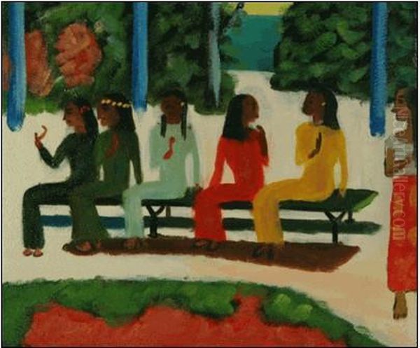 Ta Matete (we Shall Not Go To Market Today) Oil Painting by Paul Gauguin