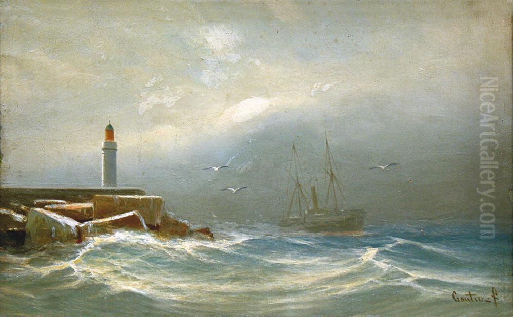 Paire De Marines Oil Painting by Louis Francois Gautier