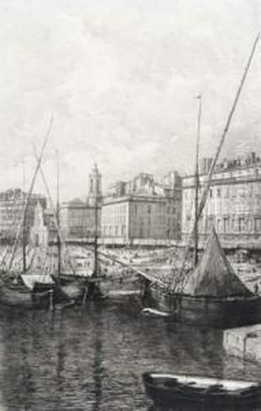 Un Coin Du Vieux Port A Marseille Oil Painting by Lucien Marcelin Gautier