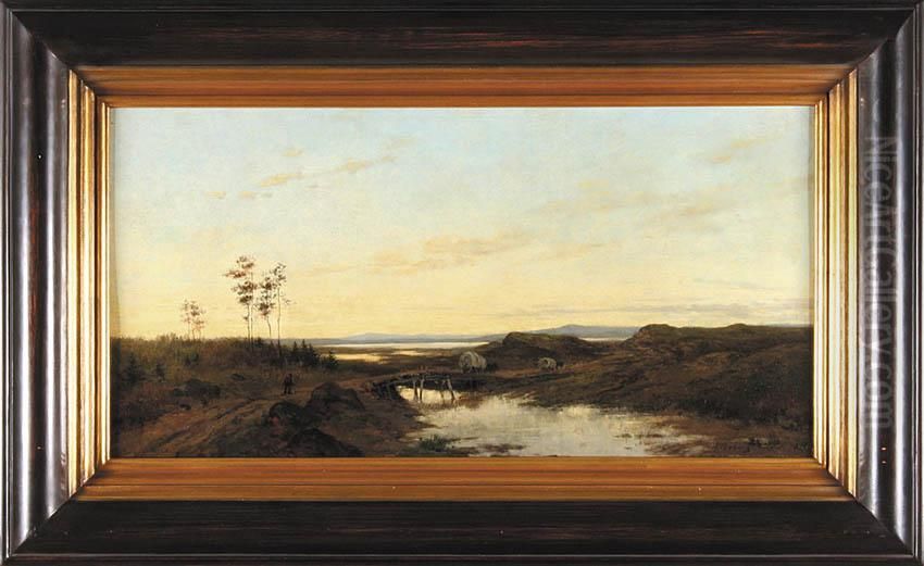 Pejzaz Z Wozami, 1873 R. Oil Painting by Jacob Gehrig