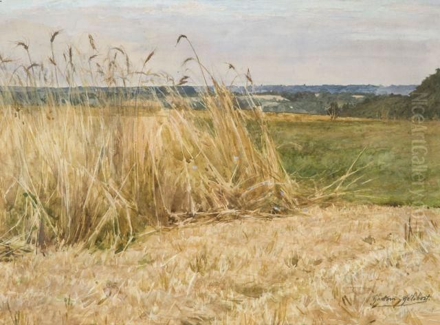 Champs De Ble Oil Painting by Gaston Gelibert