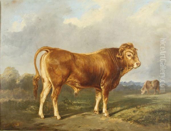 Taureau Dans Un Paysage Oil Painting by Paul Jean P. Gelibert