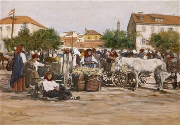 Amarketplace Oil Painting by Johann Nepomuk Geller