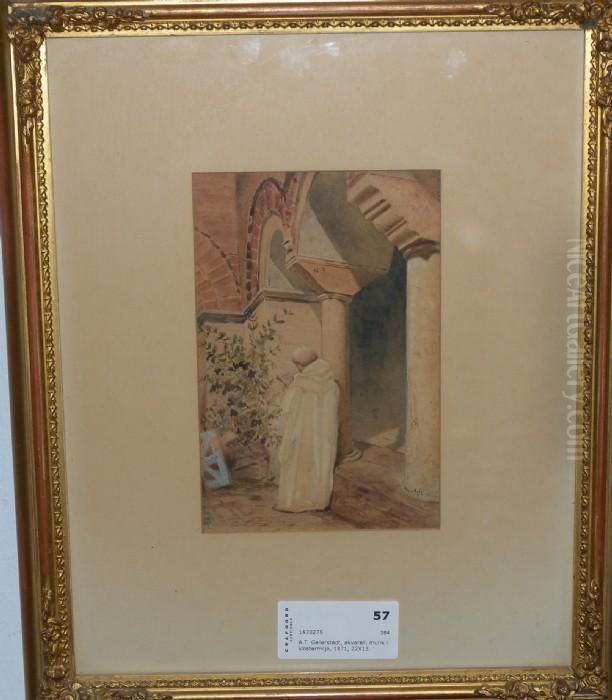 Munk Iklostermiljo Oil Painting by Albert Theodor Gellerstedt