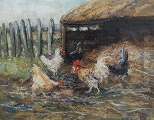 The Farmyard Oil Painting by Slater Frances Gelwicks