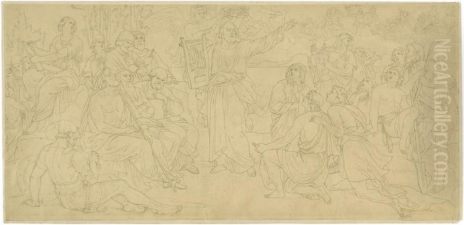 Homer Singt Den Griechen Oil Painting by Bonaventura Genelli