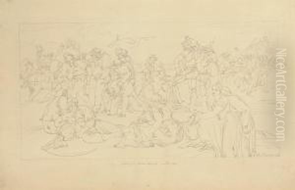 Ludwig Von Thuringen, The Iron Count, Orders The Aristocrats Toplough The Fields Oil Painting by Bonaventura Genelli