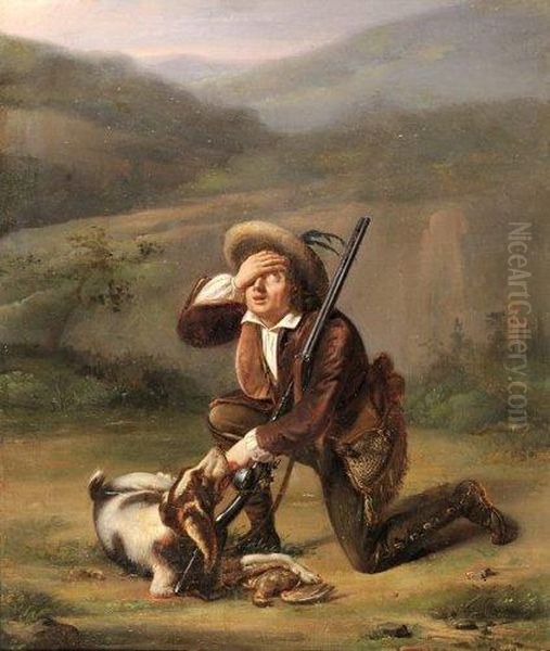 Le Chasseur Qui A Blesse Son Chien Oil Painting by Michel Philebert Genod