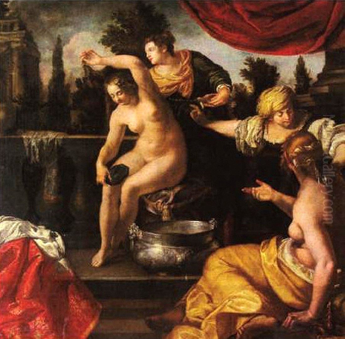 Betsabea Al Bagno Oil Painting by Artemisia Gentileschi