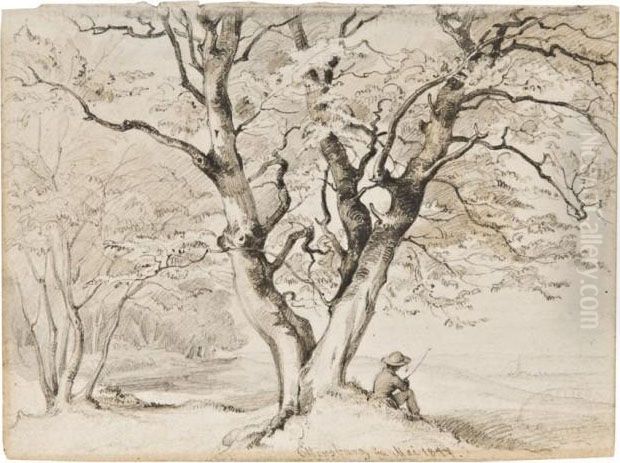 Personnage Au Pied D'un Arbre Oil Painting by Wilhelm Georgy