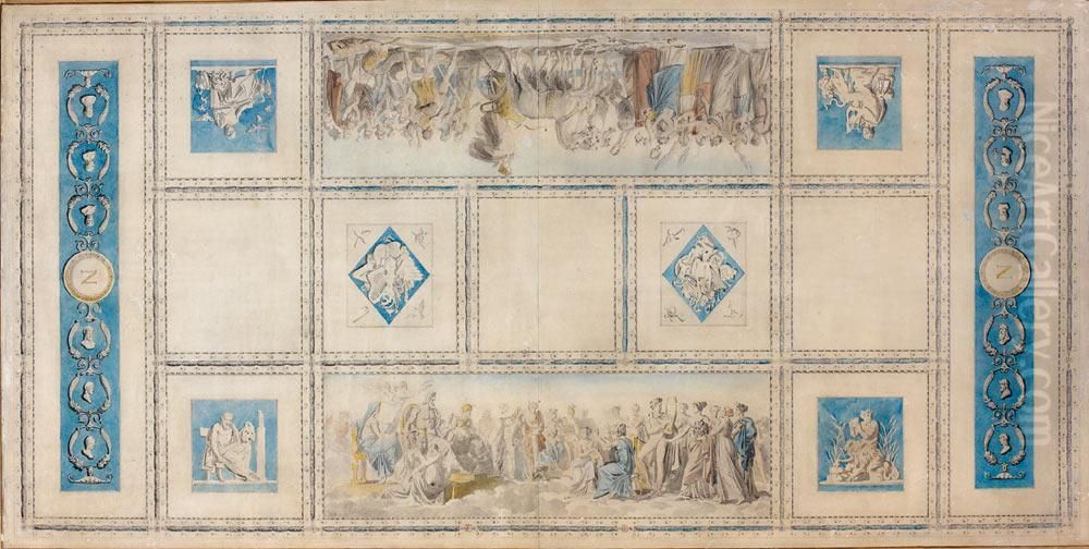 Projet De Plafond Pour La Bibliotheque Du Conservatoire De Musique Oil Painting by Baron Francois Gerard