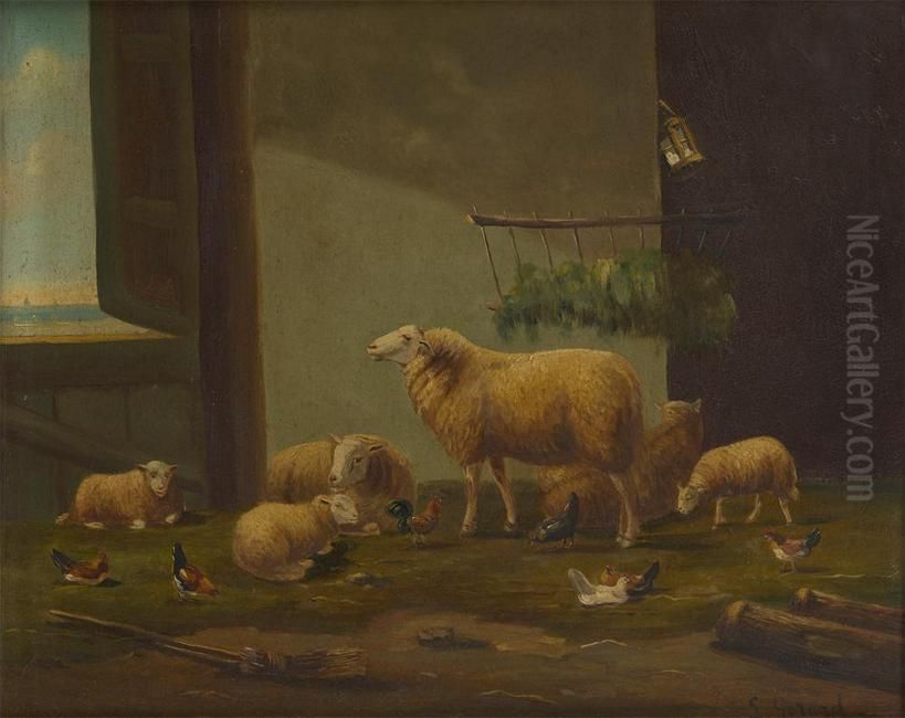 Interieur De Bergerie Oil Painting by Lucien Gerard