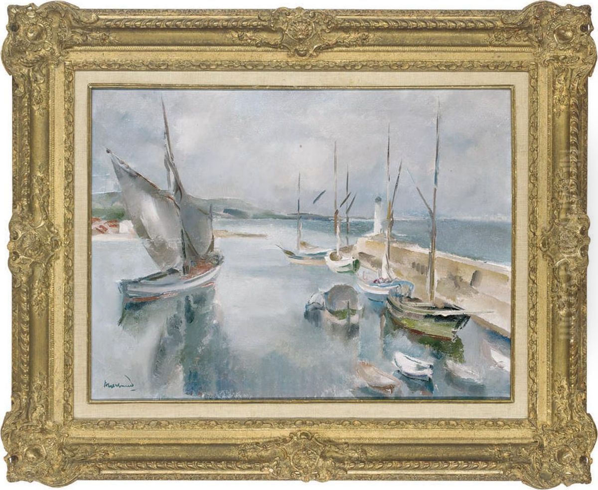 Voiliers Dans Le Port De Saint Tropez Oil Painting by Abel Gerbaud