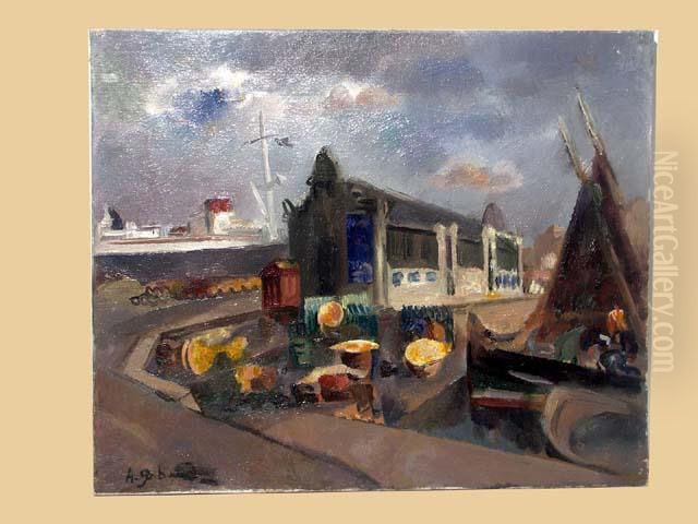 Le Port De Douarnenez Oil Painting by Abel Gerbaud