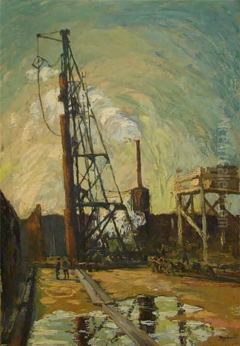 Impressionistische Industrieanlage Oil Painting by Paul Gerhardt