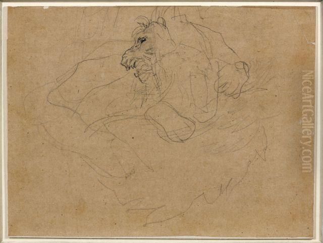 Lion Rugissant Oil Painting by Theodore Gericault