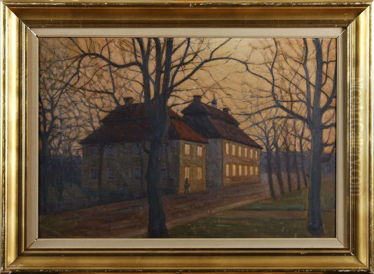 Stenhus Signerad Anton Gerle Oil Painting by Aron Gerle