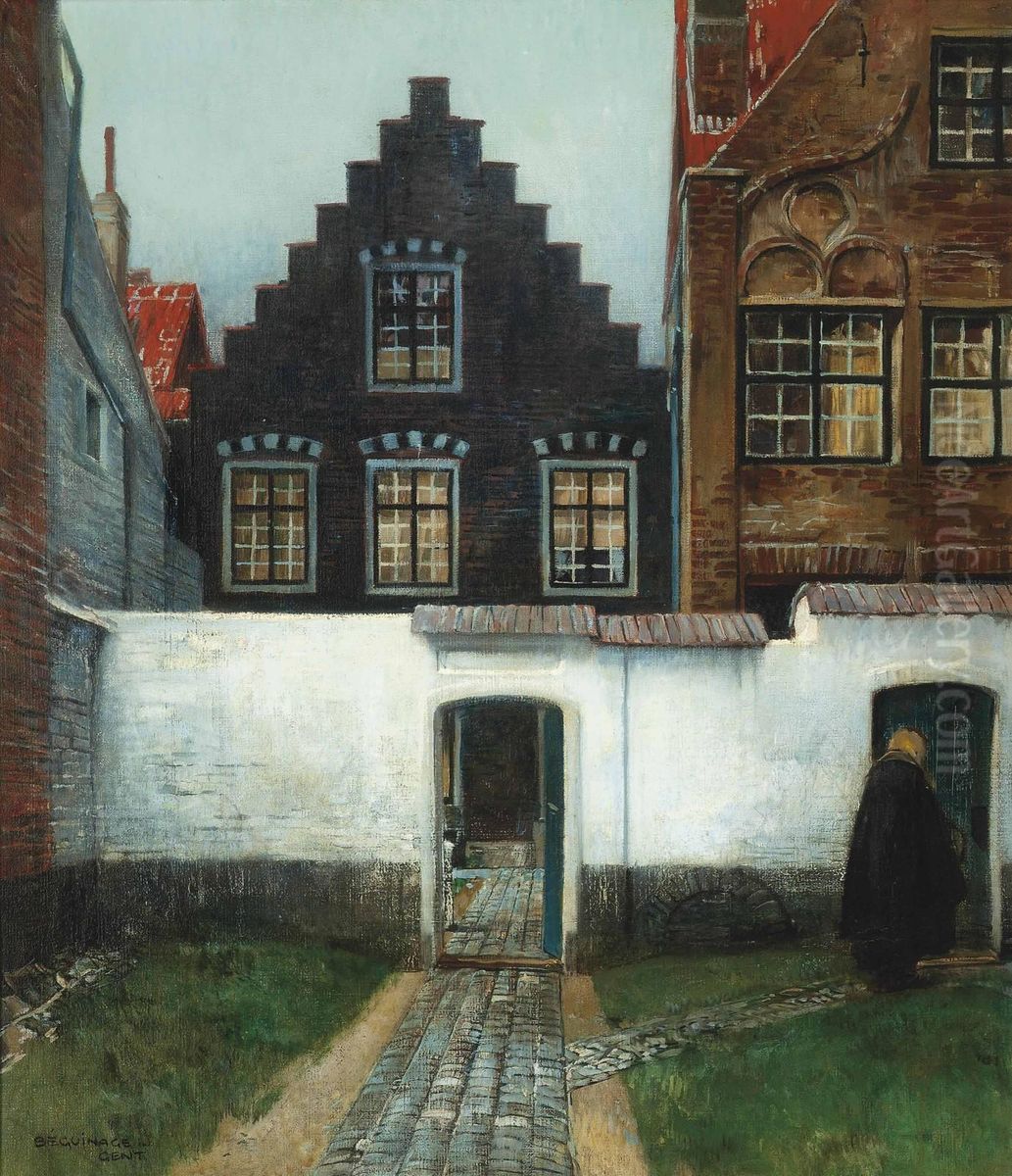Beguinage In Gent Oil Painting by Raimund Germela