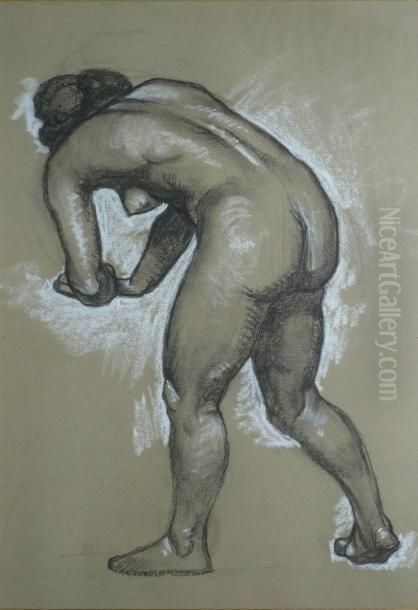 Baigneuse Penchee Oil Painting by Paul-Elie Gernez