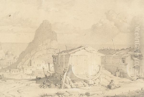 A Settlement With Figures Oil Painting by Geyer, Alexius