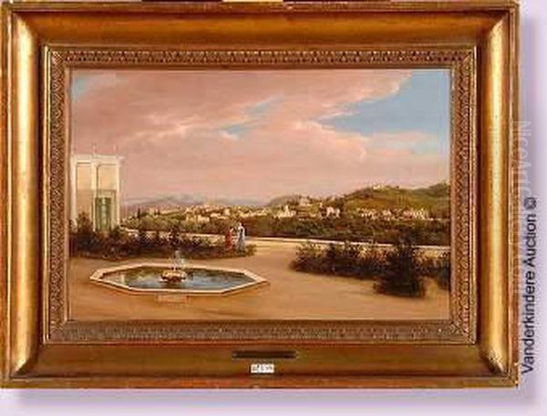 Terrasse Animee Dans Les Jardins De Boboli A Florence Oil Painting by Giuseppe Gherardi