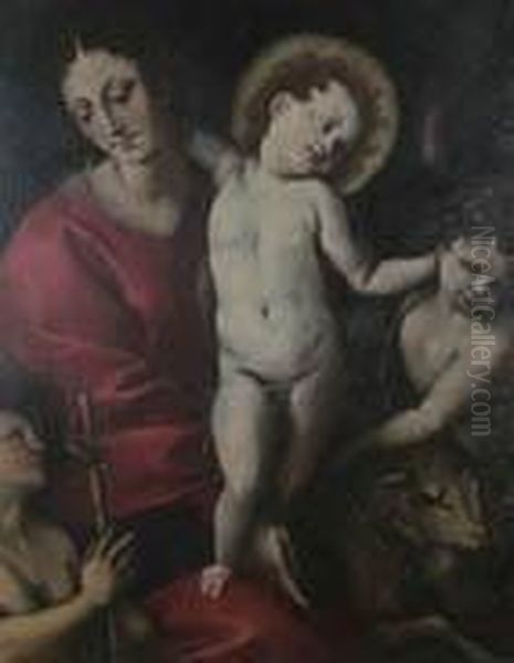 Madonna Col
Bambino, San Giovannino E Angelo Oil Painting by Melchiorre Gherardini Il Ceranino