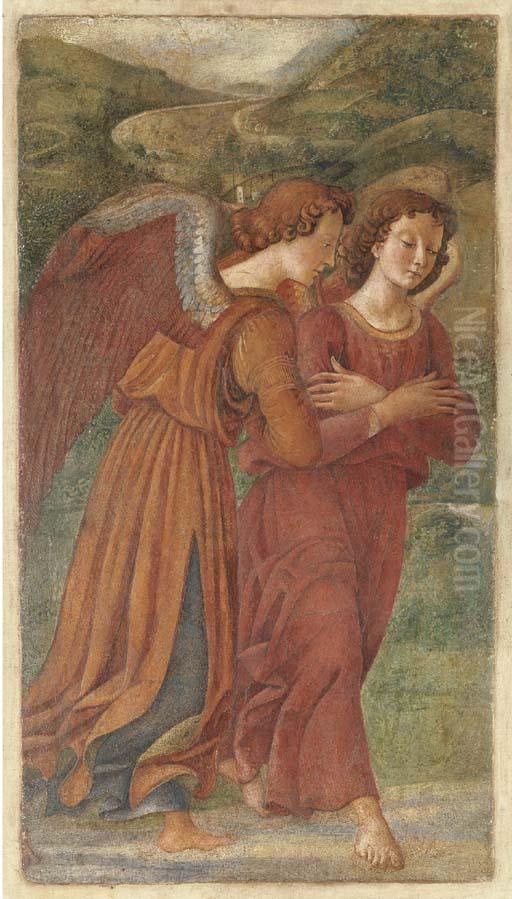 Two Angels In Adoration Oil Painting by Ghirlandaio Domenico