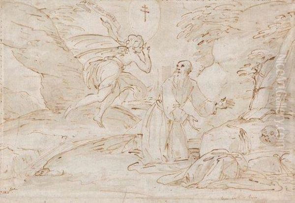 Saint Jerome Dans Le Desert Oil Painting by Pompeo Ghitti