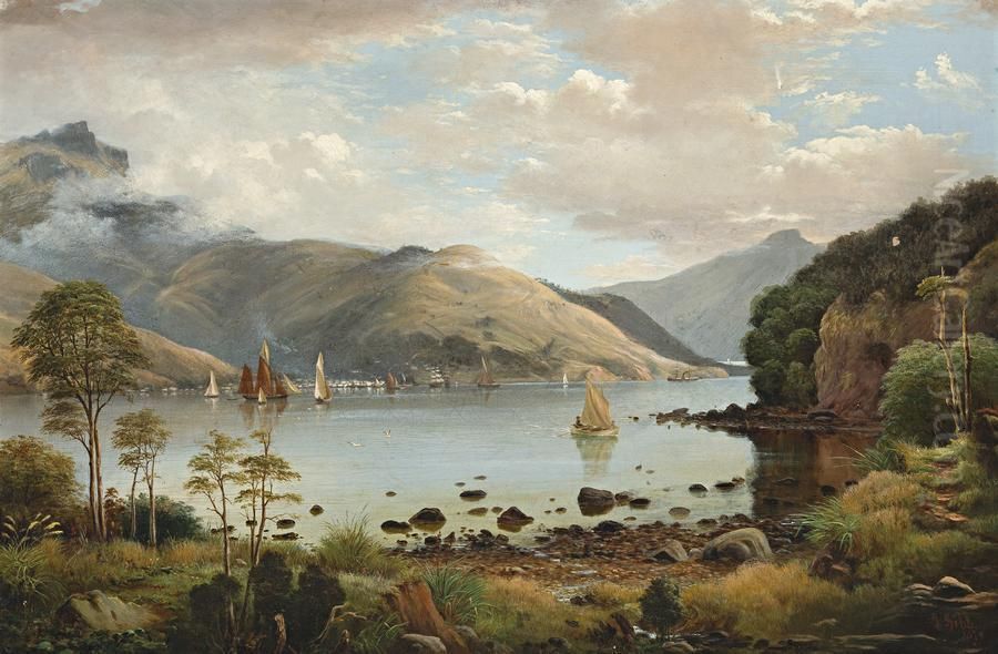 Akaroa, New Zealand Oil Painting by John Gibb