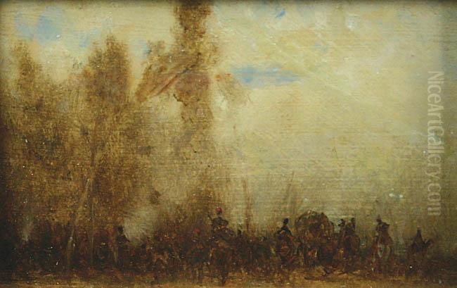 Oddzial Powstancow Styczniowych Na Skraju Lasu Oil Painting by Maksymilian Gierymski