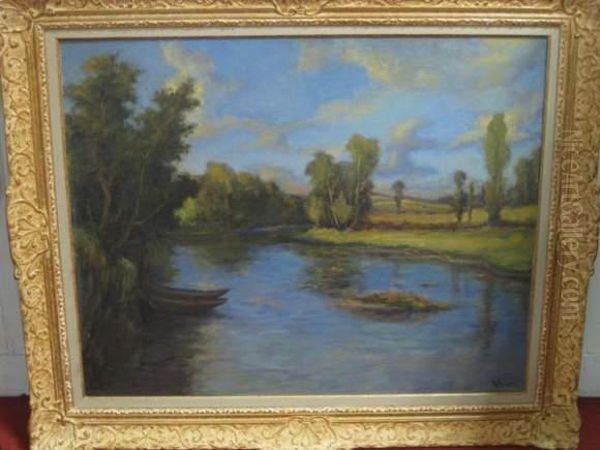 Paysage A La Riviere Oil Painting by Albert Dakin Gihon