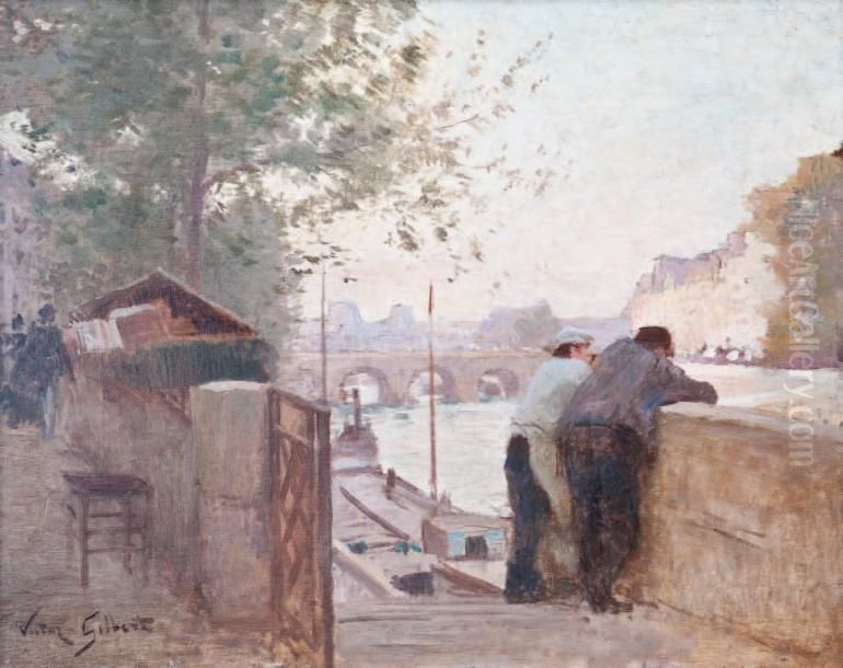  Quai De Seine, Paris  Oil Painting by Victor-Gabriel Gilbert