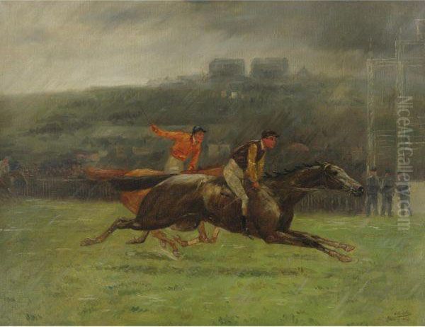 Finishing In The Rain Oil Painting by G.D. Giles