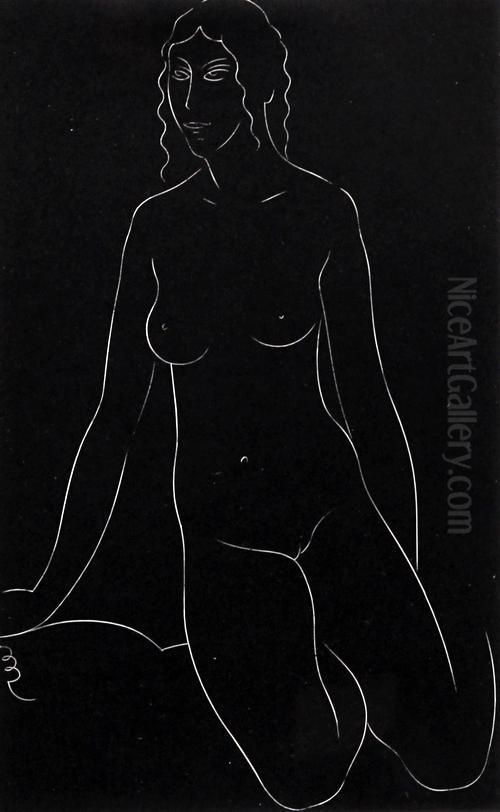 Studies Of Female Nudes Oil Painting by Eric Gill