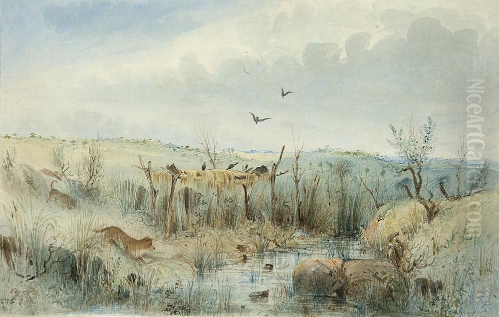 Native Sepulchre, Near Missunga Plains, South Australia Oil Painting by Samuel Thomas Gill