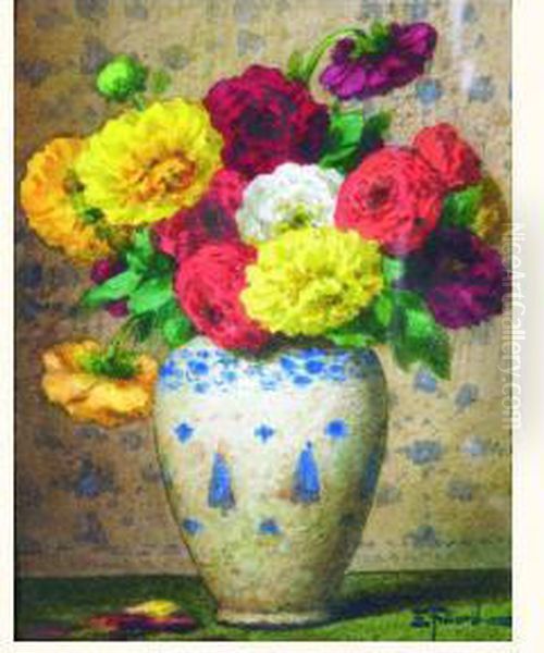 Bouquet De Fleurs Oil Painting by Eugene Gilliard