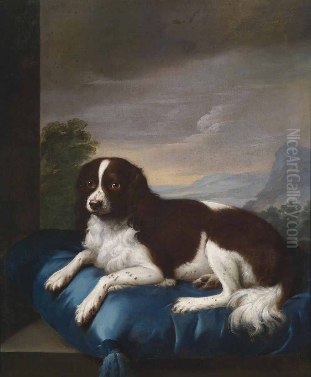 An English Springer Spaniel On Acushion Oil Painting by Sawrey Gilpin