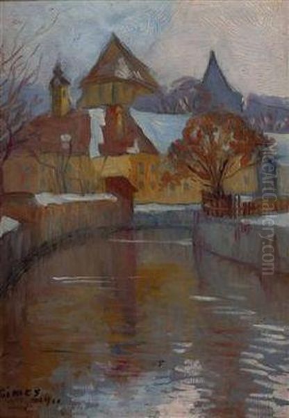 Dorfhauser Und Kirche Oil Painting by Lajos Gimes