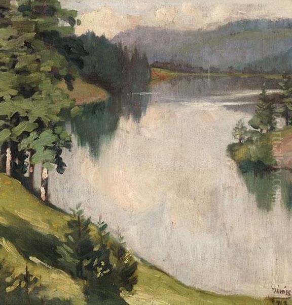 Folyopart Oil Painting by Lajos Gimes