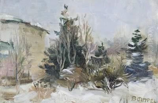 Hausgarten Im Winter Oil Painting by Bruno Gimpel