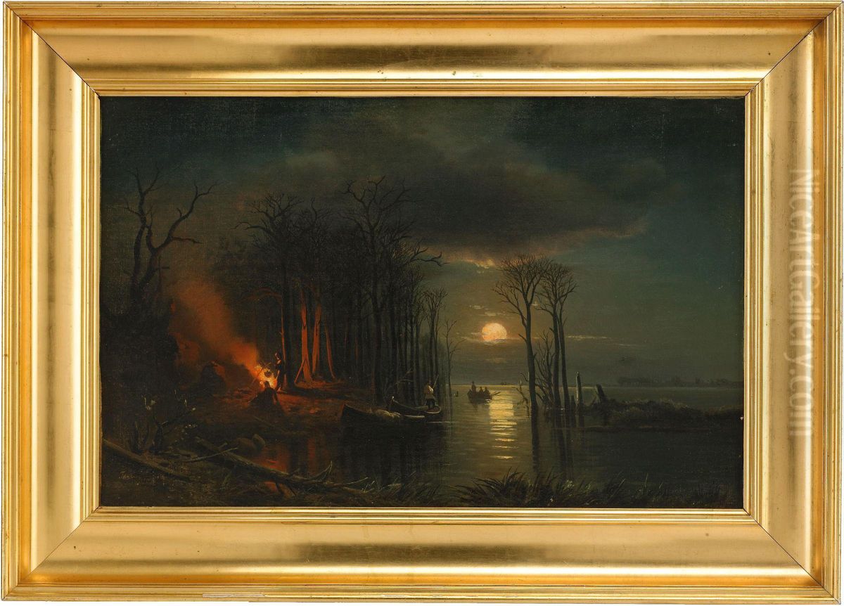 Moonlit Landscape Oil Painting by Alexander Vasiliev. Gine