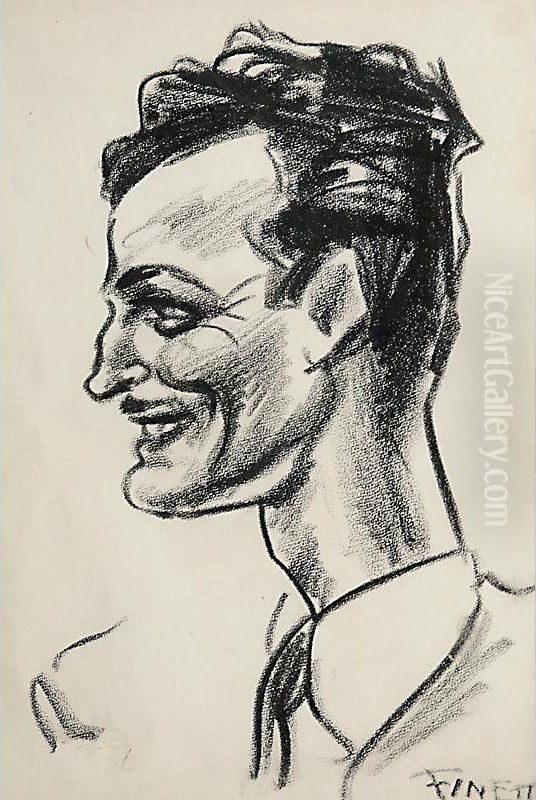 Volto D'uomo Oil Painting by Gino De Finetti