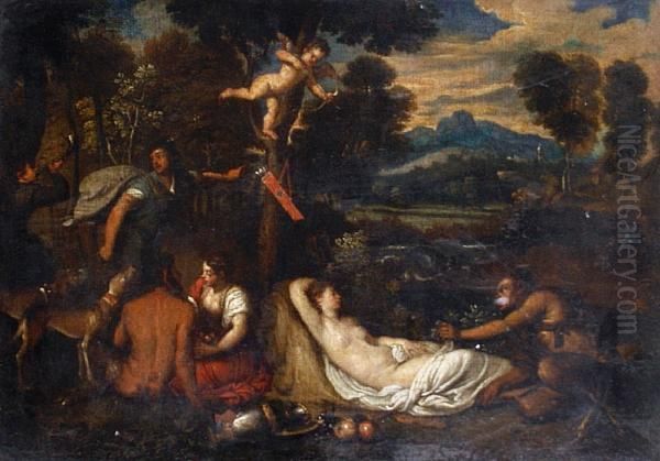 Pan And Venus And Attendants Oil Painting by Giorgione