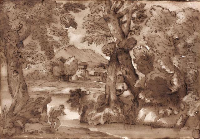 Paysages Avec Fortifications En Arriere-plan Oil Painting by Giovanni Francesco Grimaldi