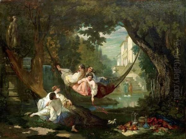 Detente Au Jardin Oil Painting by Auguste Glaize