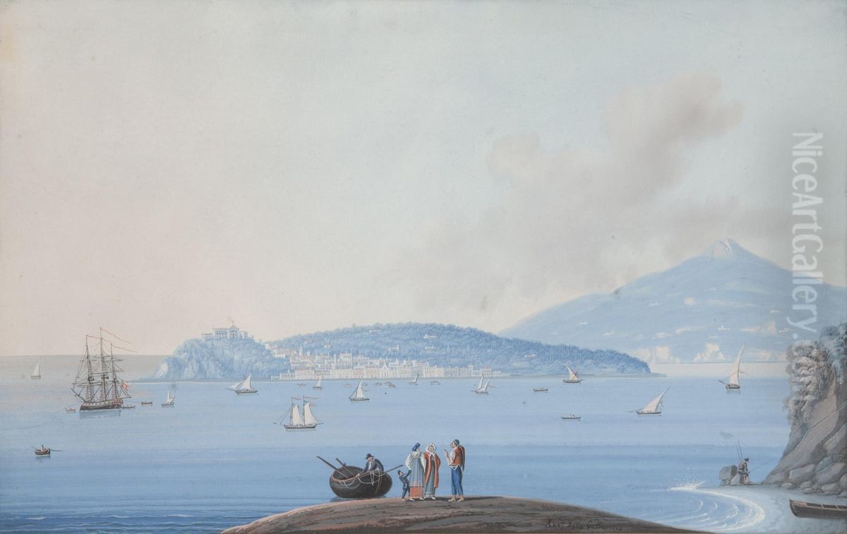 Veduta Di Procida Con Ischia Sullo Sfondo Da Capo Miseno Oil Painting by Officina Glass
