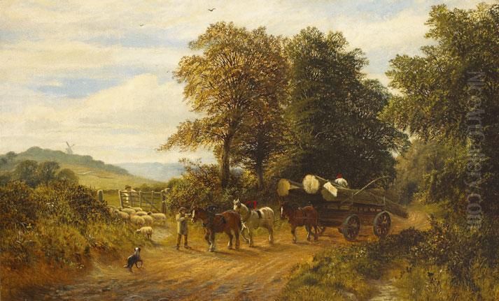 A Surrey Lane Oil Painting by Alfred Glendening