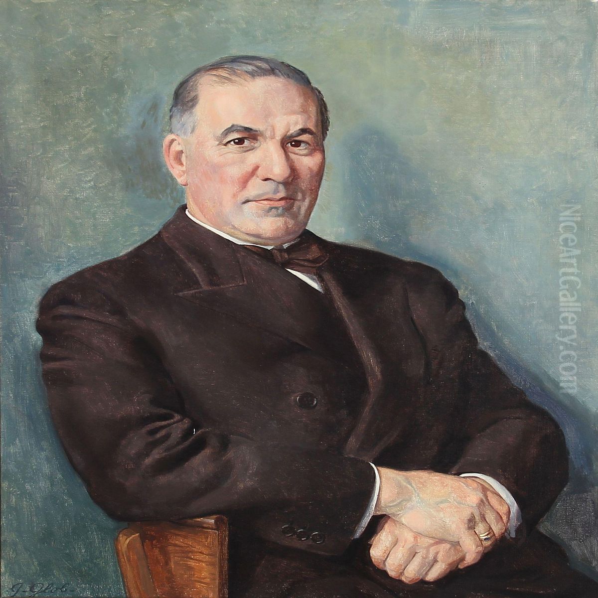 Portrait Of A Gentelman In A Brown Jacket Oil Painting by Johannes Glob