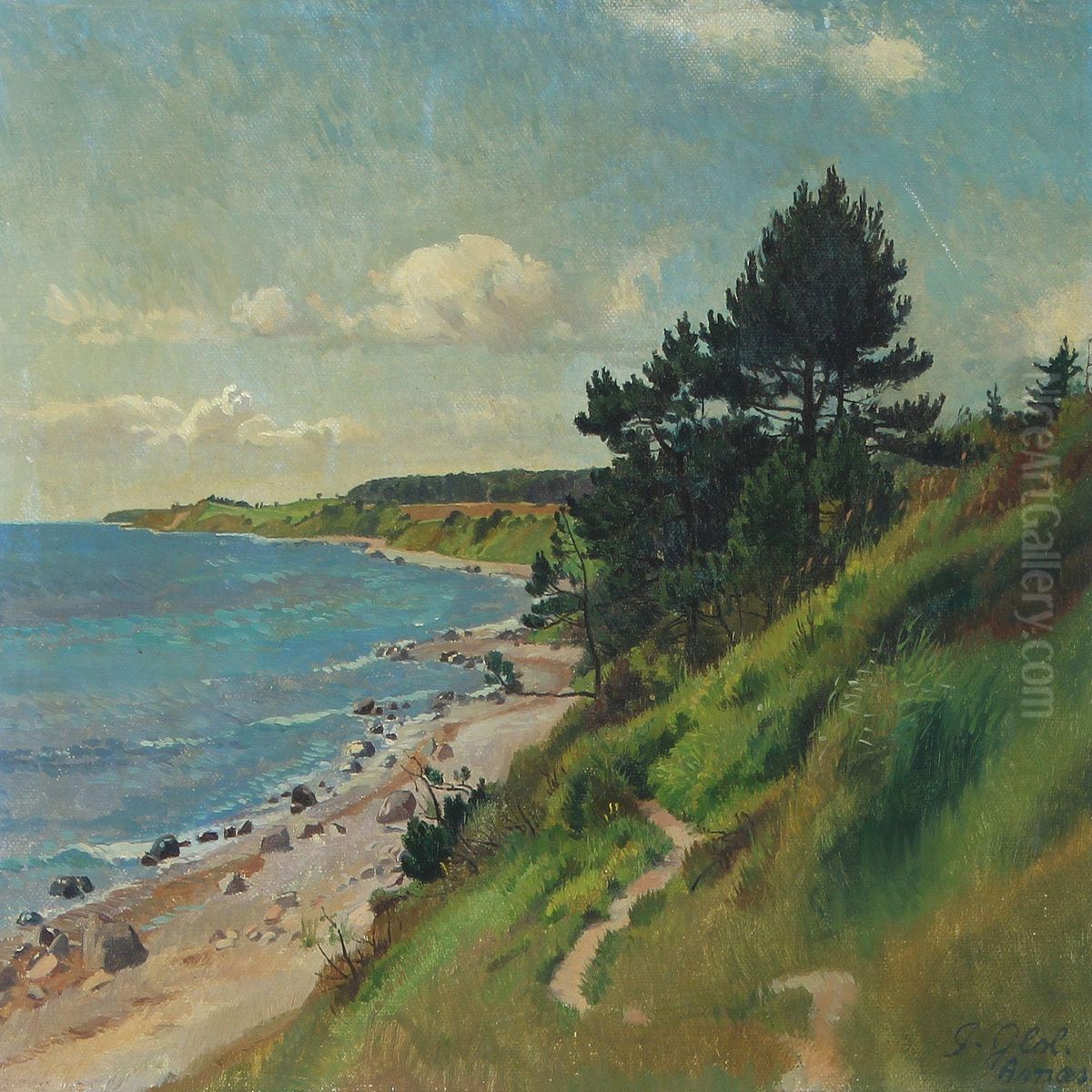 Landscape From Lerchenborg Oil Painting by Johannes Glob