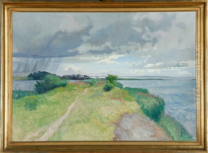 Danish Landscape Oil Painting by Johannes Glob